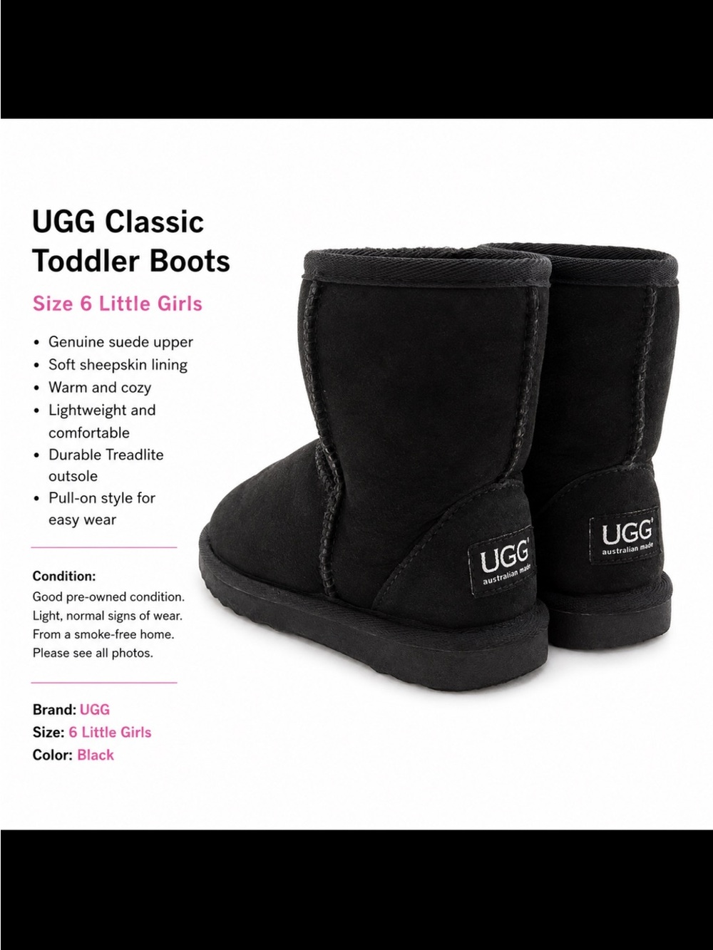 UGG Kids Classic Short Boots - Black